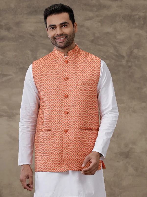 Neutral Fashion Men Ethnic Jacket Orange