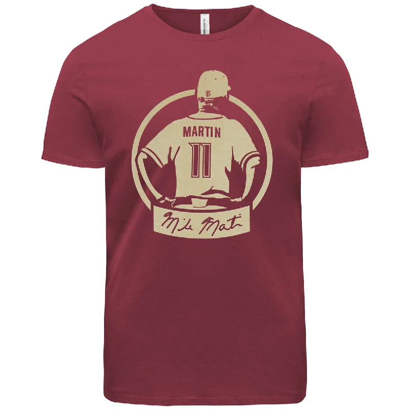 Chic Basics Ragz Men's Mike Martin Logo Short Sleeve T-shirt - Garnet