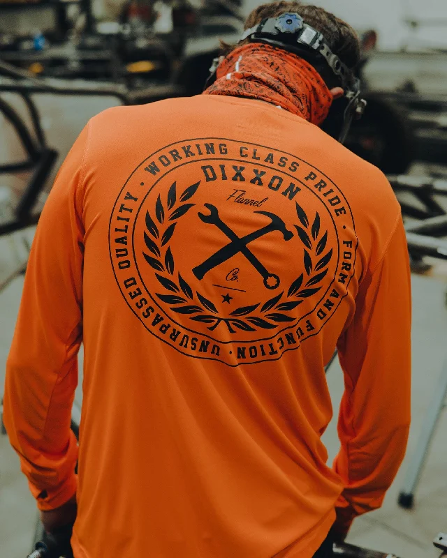 Simplistic Outfit Black Crested UV Long Sleeve T-Shirt - Safety Orange