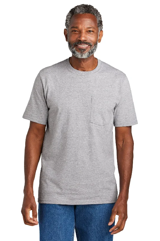 Vintage Layers Volunteer Knitwear Mens USA Made All American Short Sleeve Crewneck T-Shirt w/ Pocket - Heather Grey