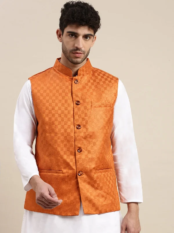 Sophisticated Streetwear Men Ethnic Jacket Orange DD7