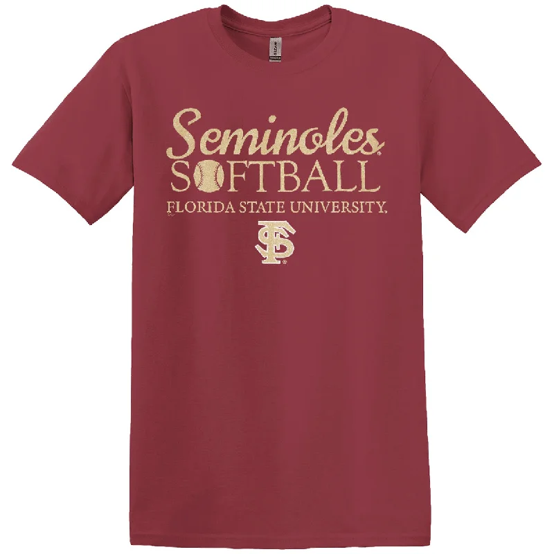 Modern Fitwear Ragz Adult/Unisex Seminoles Softball Design Short Sleeve T-shirt - Garnet