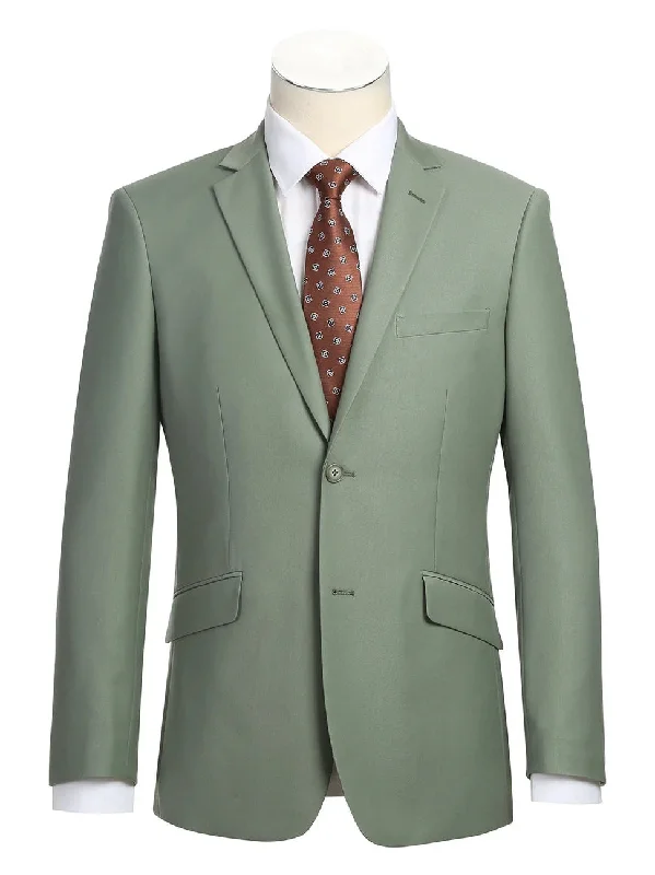 Clean Utility Raphael Mens Solid Sage Green Slim Fit 2 Piece Suit