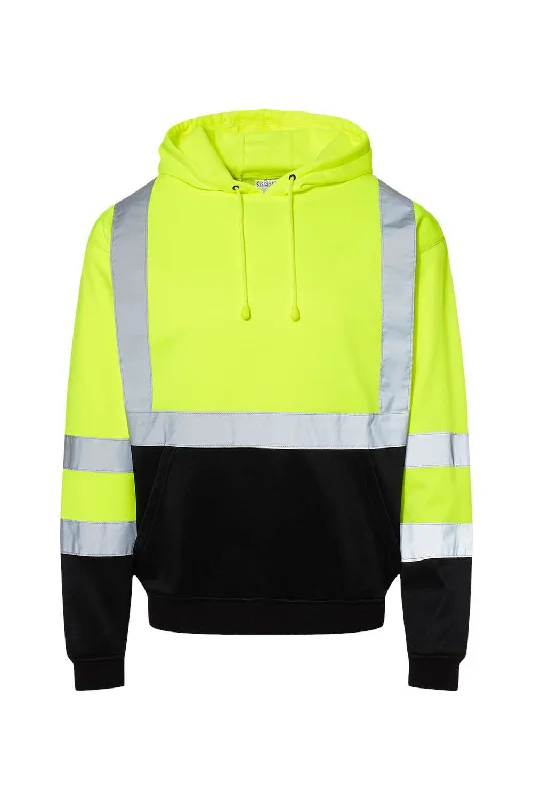 Rugged Minimalism Kishigo Mens Hi-Vis Hooded Sweatshirt Hoodie w/ Pockets - Lime Green