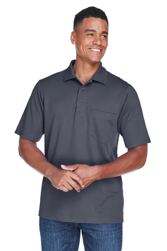 Modern Outdoor Core 365 Mens Origin Performance Moisture Wicking Short Sleeve Polo Shirt w/ Pocket - Carbon Grey