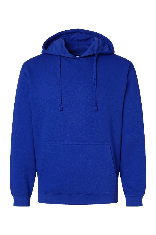 Sleek Sporty LAT Mens Elevated Fleece Basic Hooded Sweatshirt Hoodie w/ Pouch Pocket - Royal Blue