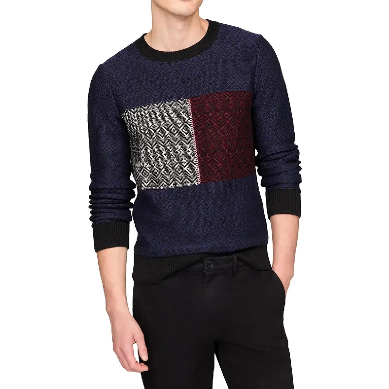 Futuristic Casual Tommy Hilfiger Mens Ribbed Trim  Cotton Crewneck Sweater