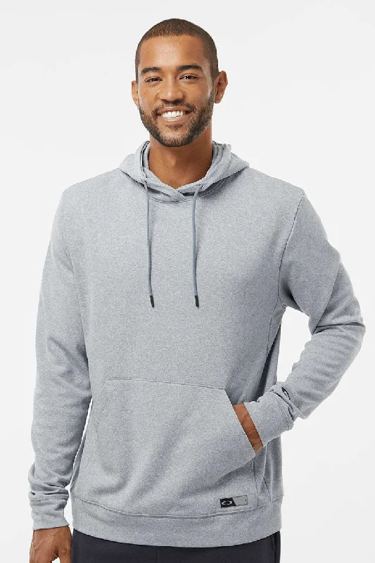 Weekend Minimalism Oakley Mens Team Issue Hydrolix Hooded Sweatshirt Hoodie w/ Pouch Pocket - Heather Granite Grey