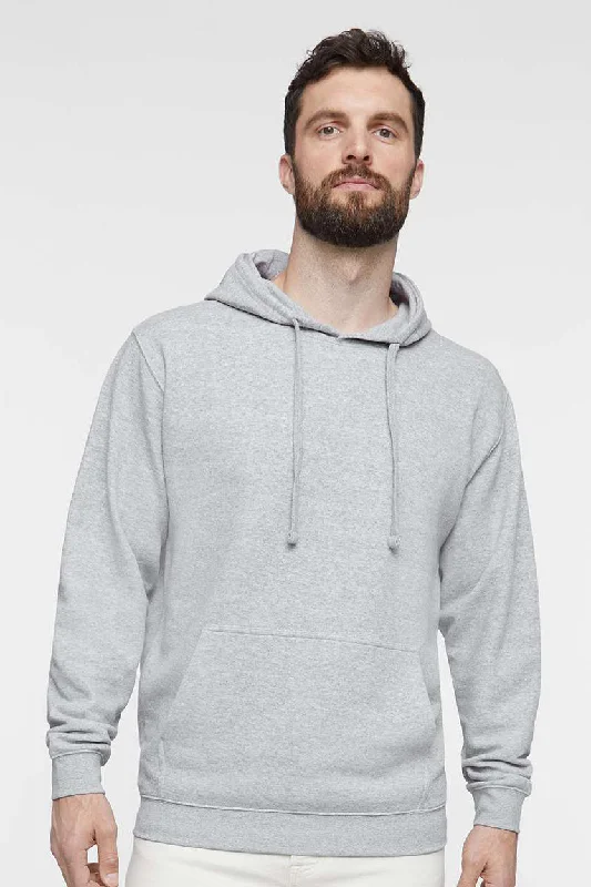 Contemporary Pastels LAT Mens Elevated Fleece Basic Hooded Sweatshirt Hoodie w/ Pouch Pocket - Heather Grey