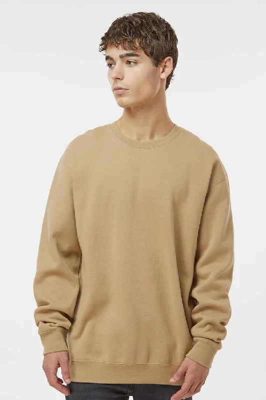 Distressed Denim Independent Trading Company Mens Crewneck Sweatshirt - Sandstone Brown