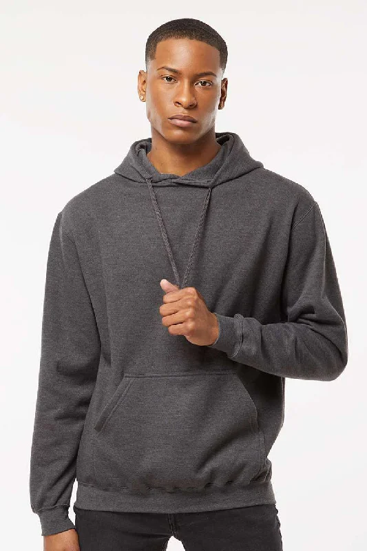 Clean Fashion Tultex Mens Fleece Hooded Sweatshirt Hoodie w/ Pouch Pocket - Heather Charcoal Grey