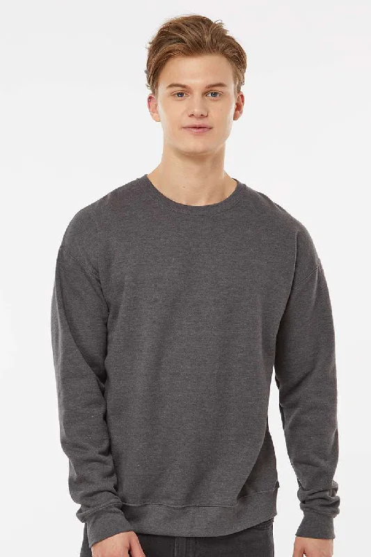 Retro Casual Tultex Mens Fleece Crewneck Sweatshirt - Heather Charcoal Grey