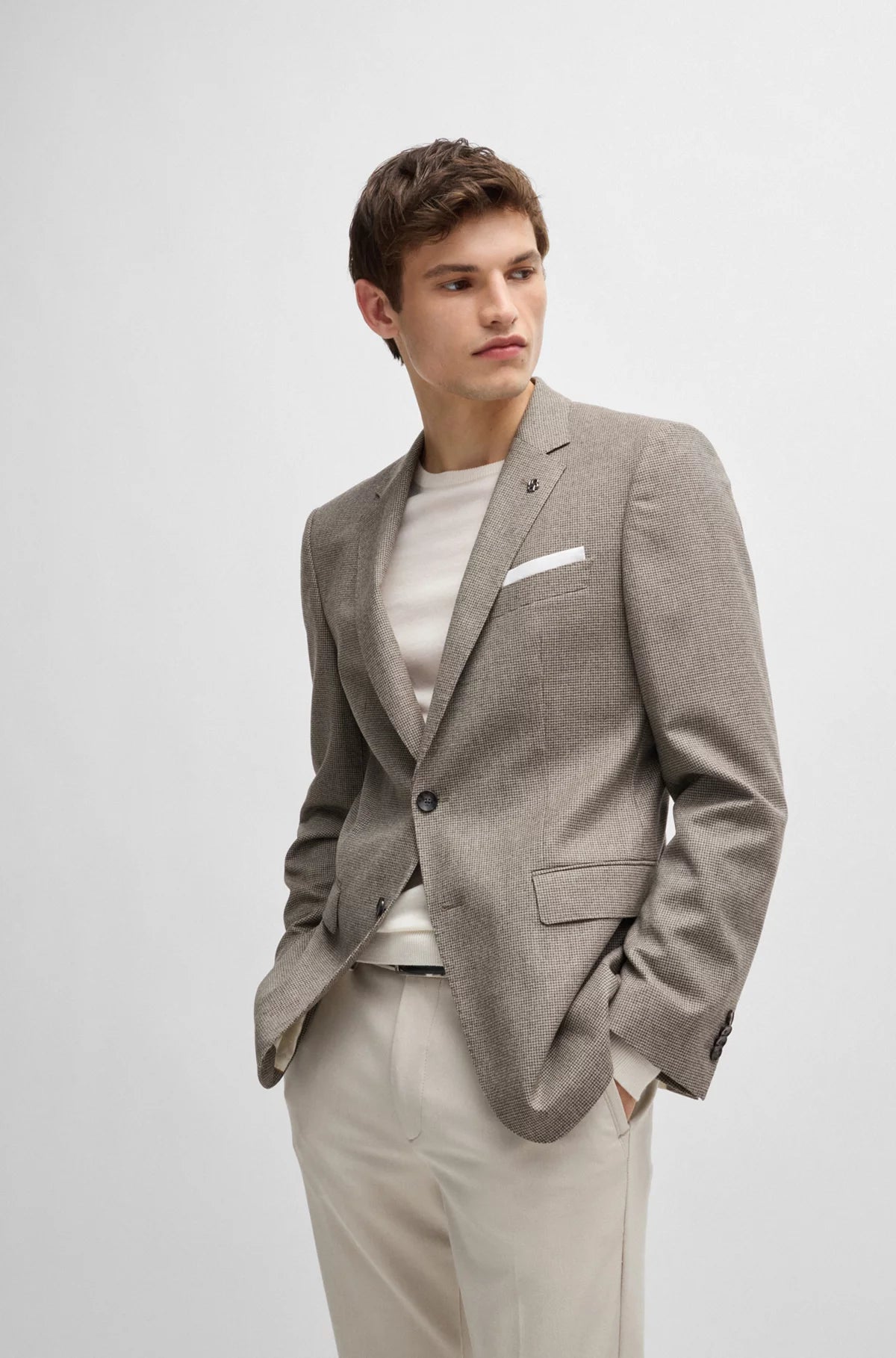 Sporty Minimalism H-Hutson Slim-Fit Jacket in Micro-Patterned Stretch Wool 50534517