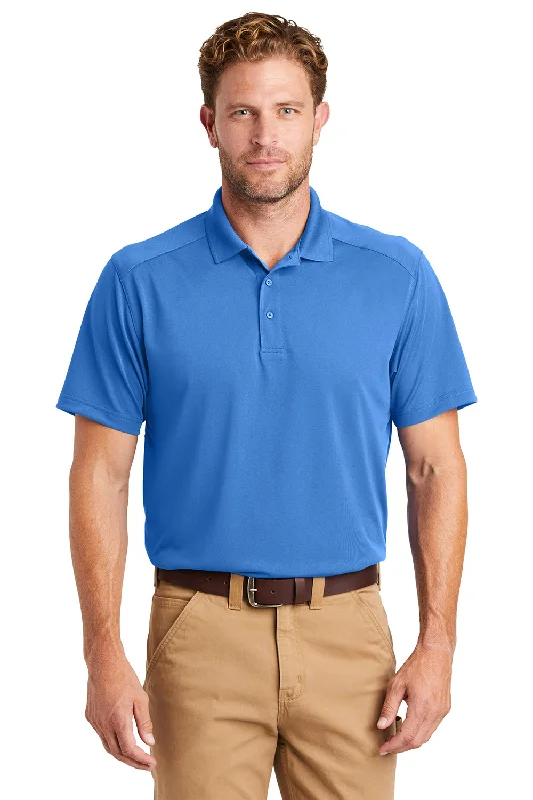 Earthy Minimalism CornerStone Mens Select Moisture Wicking Short Sleeve Polo Shirt - Lake Blue