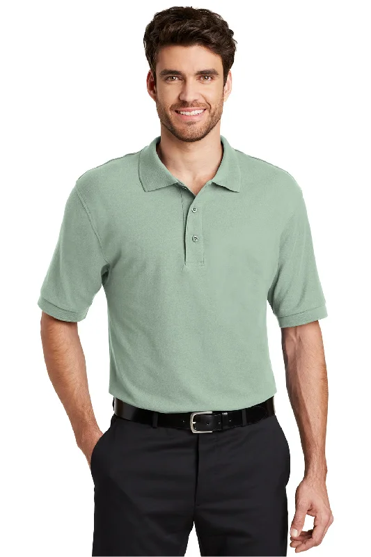 Sleek Layers Port Authority Mens Silk Touch Wrinkle Resistant Short Sleeve Polo Shirt - Mint Green - Closeout