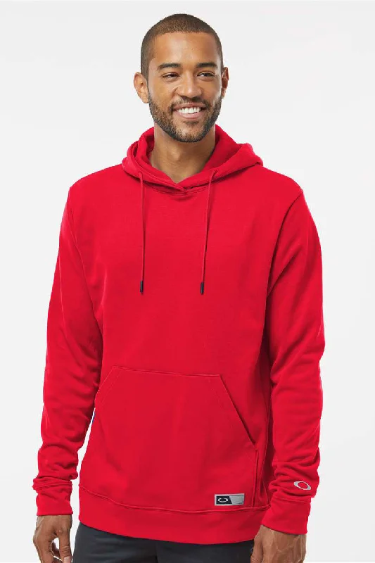 Bold Elegance Oakley Mens Team Issue Hydrolix Hooded Sweatshirt Hoodie w/ Pouch Pocket - Team Red