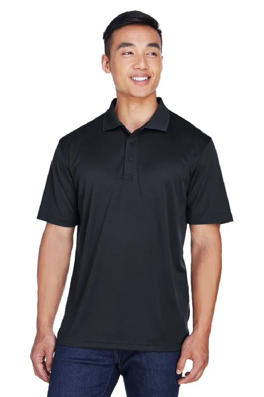 Relaxed Sportwear UltraClub Mens Cool & Dry Moisture Wicking Short Sleeve Polo Shirt - Black