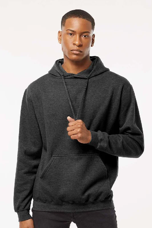 Bold Casual Tultex Mens Fleece Hooded Sweatshirt Hoodie w/ Pouch Pocket - Heather Graphite Grey