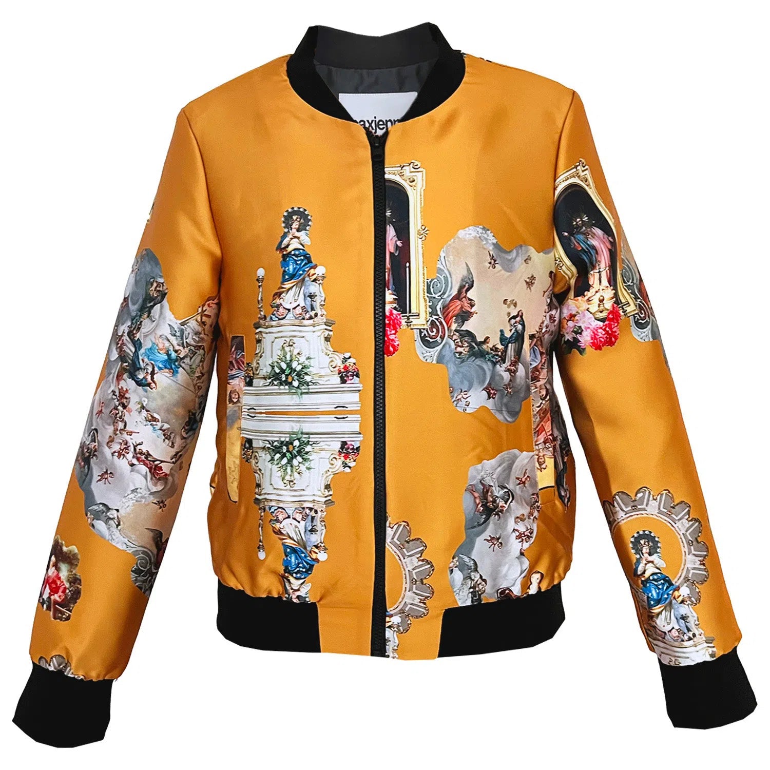 Classic Sporty Unisex bomber jacket sicily mustard printed