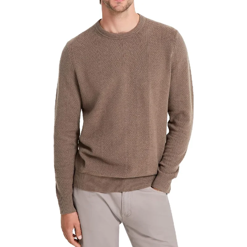 Soft Elegance Alfani Mens Herringbone Knit Crewneck Sweater