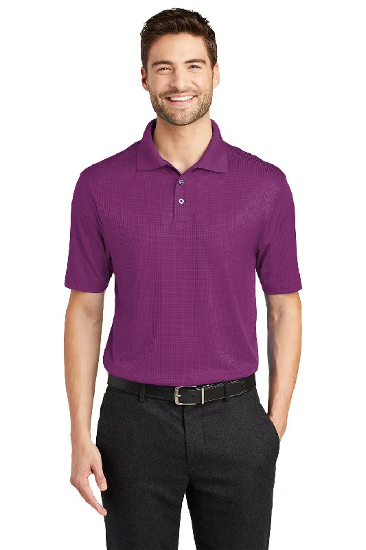 Elevated Streetwear Port Authority Mens Performance Moisture Wicking Short Sleeve Polo Shirt - Violet Purple