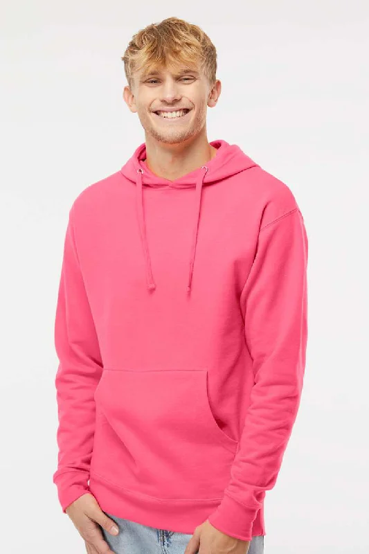 Urban Sportwear Independent Trading Company Mens Hooded Sweatshirt Hoodie w/ Pouch Pocket - Neon Pink