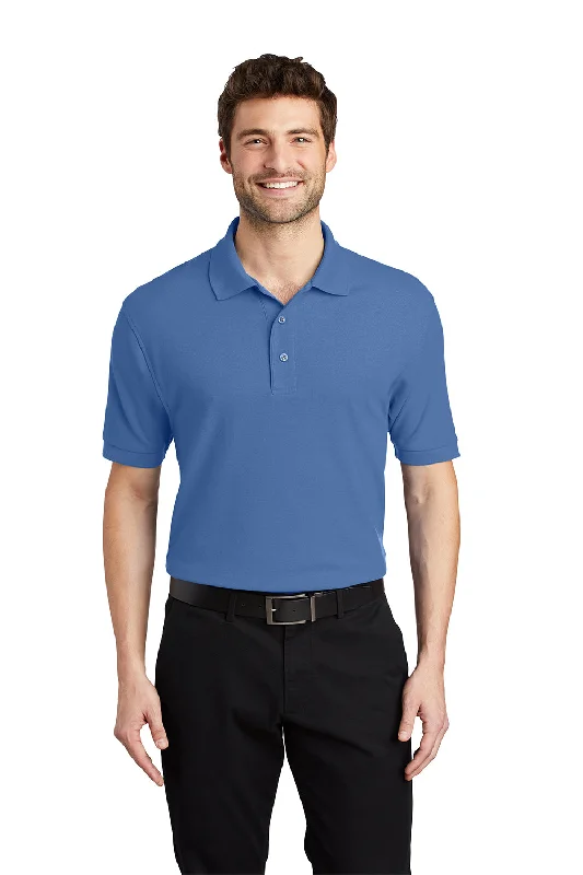 Elevated Monochrome Port Authority Mens Silk Touch Wrinkle Resistant Short Sleeve Polo Shirt - Ultramarine Blue