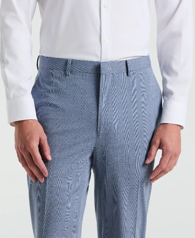 Relaxed Monochrome Slim Fit Plaid Print Suit Pant