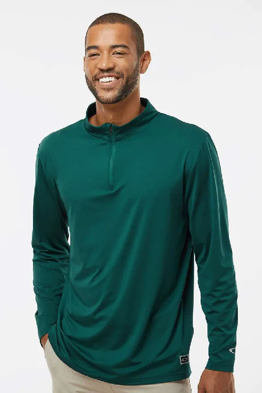 Playful Casual Oakley Mens Team Issue Podium 1/4 Zip Sweatshirt - Team Fir Green