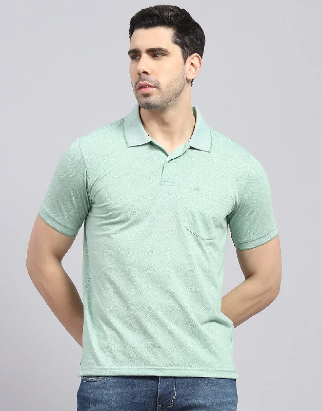 Statement Prints Men Green Printed Polo Collar Half Sleeve T-Shirt