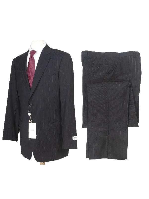 Neutral Fashion Armani Collezioni Men's 42L Black Pinstripe 100% Wool Slim Fit 2 Piece Suit