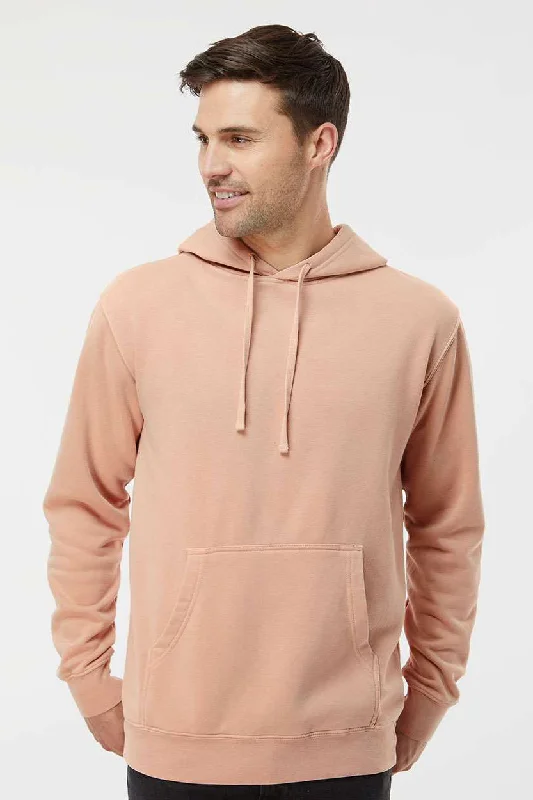 Simplified Streetwear Independent Trading Company Mens Pigment Dyed Hooded Sweatshirt Hoodie w/ Pouch Pocket - Dusty Pink