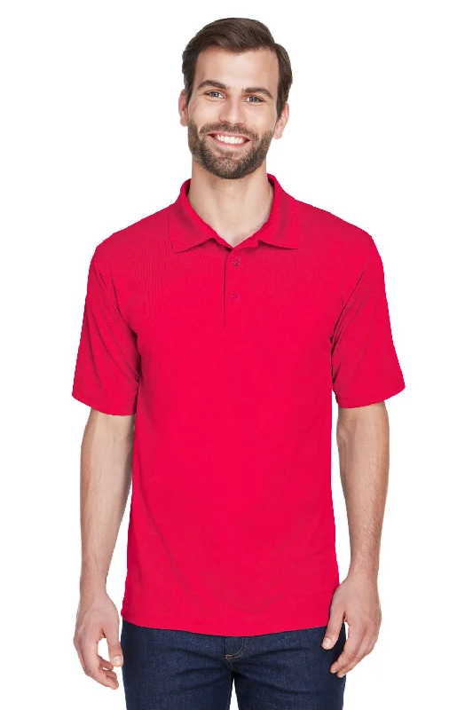 Relaxed Modern UltraClub Mens Cool & Dry Moisture Wicking Short Sleeve Polo Shirt - Red