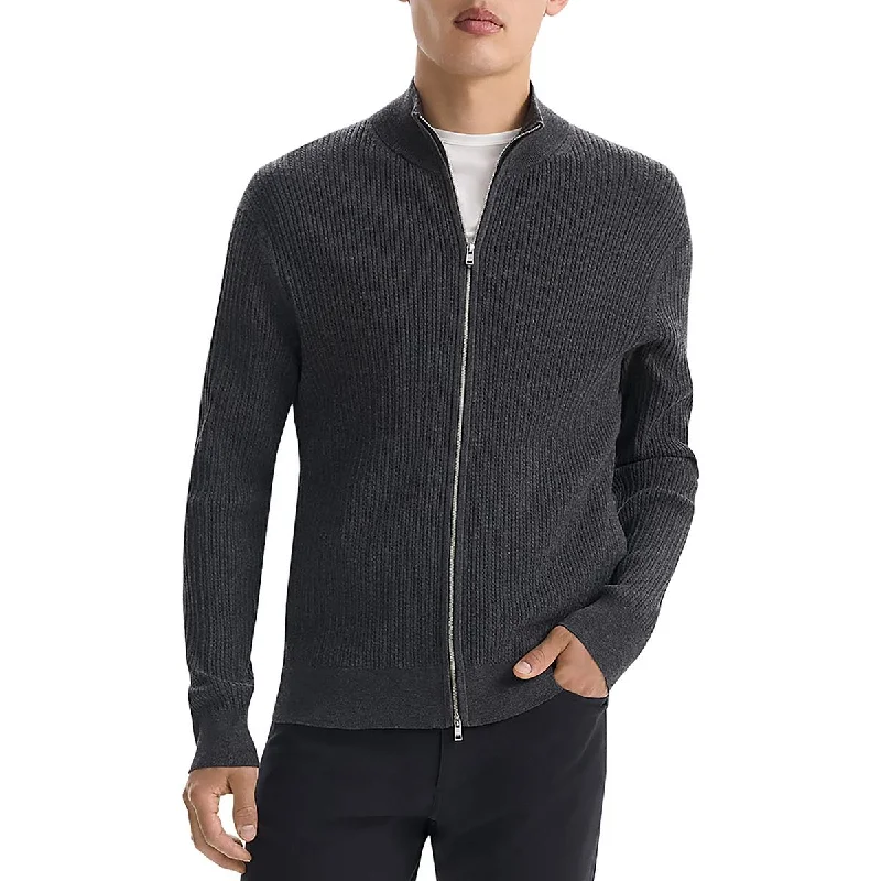 Chic Basics Theory Mens Zipper Cable Knit Cardigan Sweater