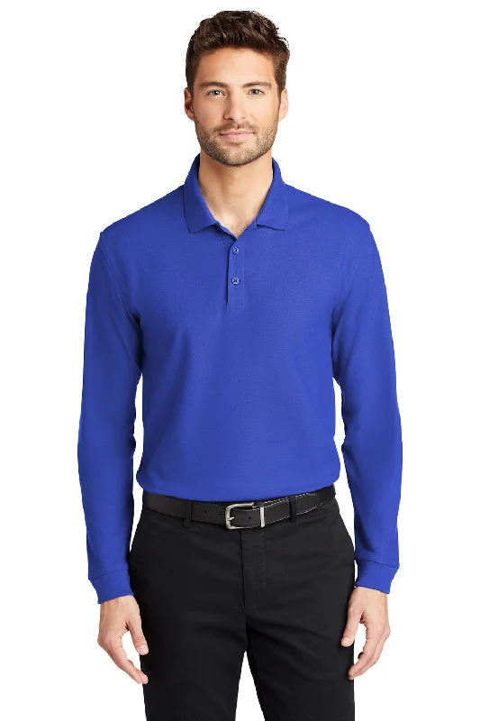 Soft Layers Port Authority Mens Core Classic Long Sleeve Polo Shirt - True Royal Blue