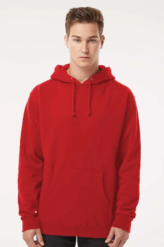 Retro Elegance Independent Trading Company Mens Hooded Sweatshirt Hoodie w/ Pouch Pocket - Red