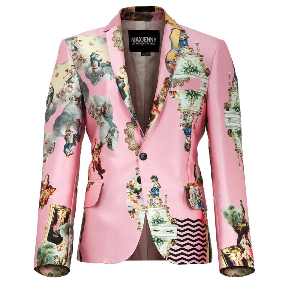 Clean Fashion Men's blazer jacket sicily powder pink printed