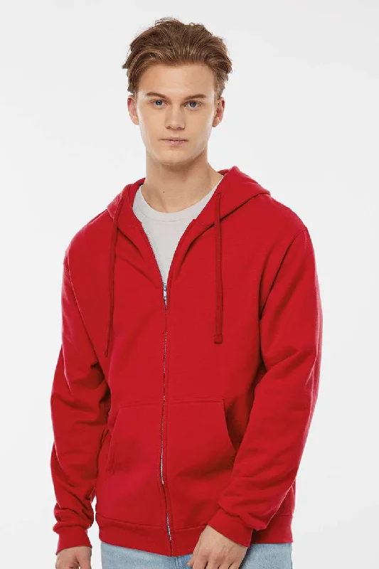 High-End Streetwear Tultex Mens Full Zip Hooded Sweatshirt Hoodie w/ Pockets - Red