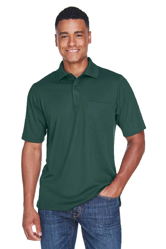 Sporty Elegance Core 365 Mens Origin Performance Moisture Wicking Short Sleeve Polo Shirt w/ Pocket - Forest Green