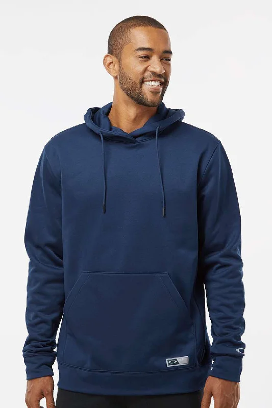 Chic Tailoring Oakley Mens Team Issue Hydrolix Hooded Sweatshirt Hoodie w/ Pouch Pocket - Team Navy Blue