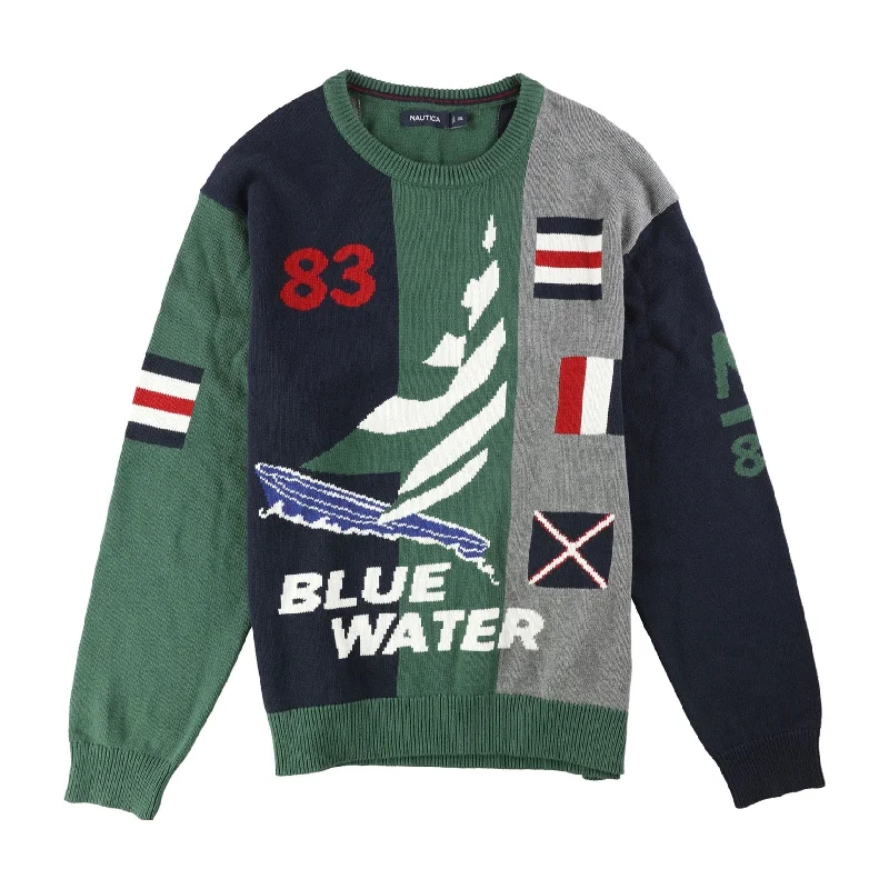 Statement Prints Nautica Mens Blue Water Pullover Sweater