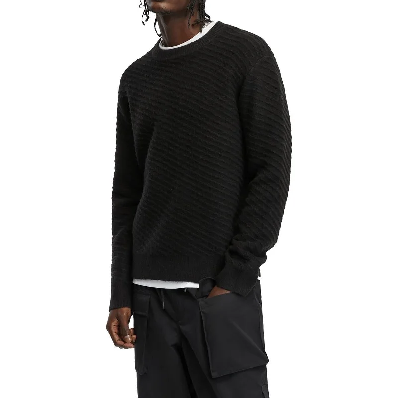 Elevated Fashion Mode of One Mens Ribbed Knit Crewneck Sweater