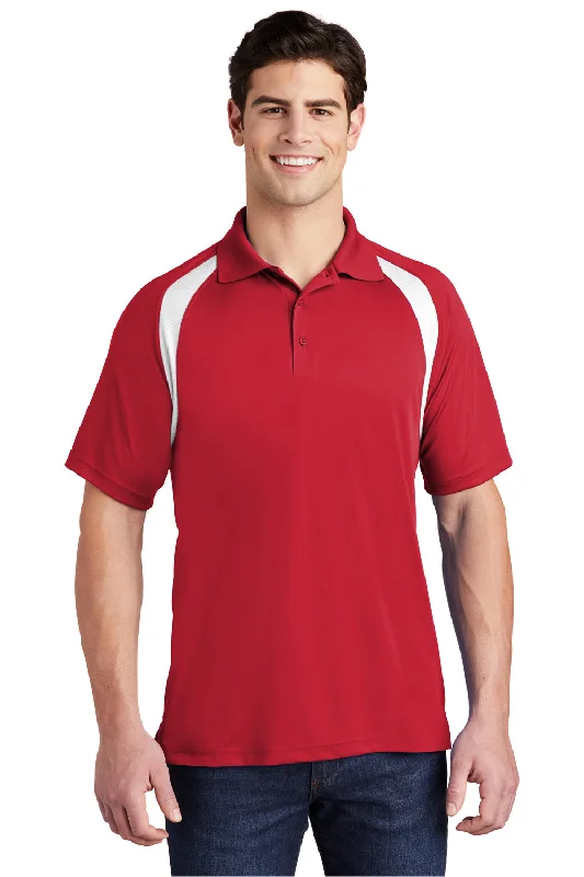 Chic Casualwear Sport-Tek Mens Dry Zone Moisture Wicking Short Sleeve Polo Shirt - True Red/White