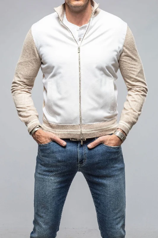 Tailored Modern Entoto Cashmere Baseball Jacket In Beige