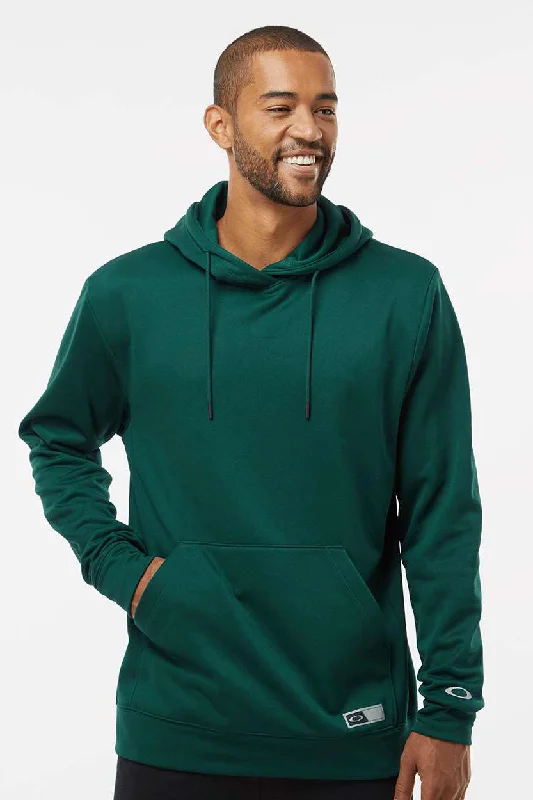 Casual Contemporary Oakley Mens Team Issue Hydrolix Hooded Sweatshirt Hoodie w/ Pouch Pocket - Team Fir Green