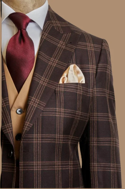 Sleek Layers Steve Harvey 224011SHS 3 Pieces Suits Brown/Tan