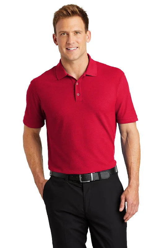 Structured Casual Port Authority Mens Core Classic Short Sleeve Polo Shirt - Rich Red