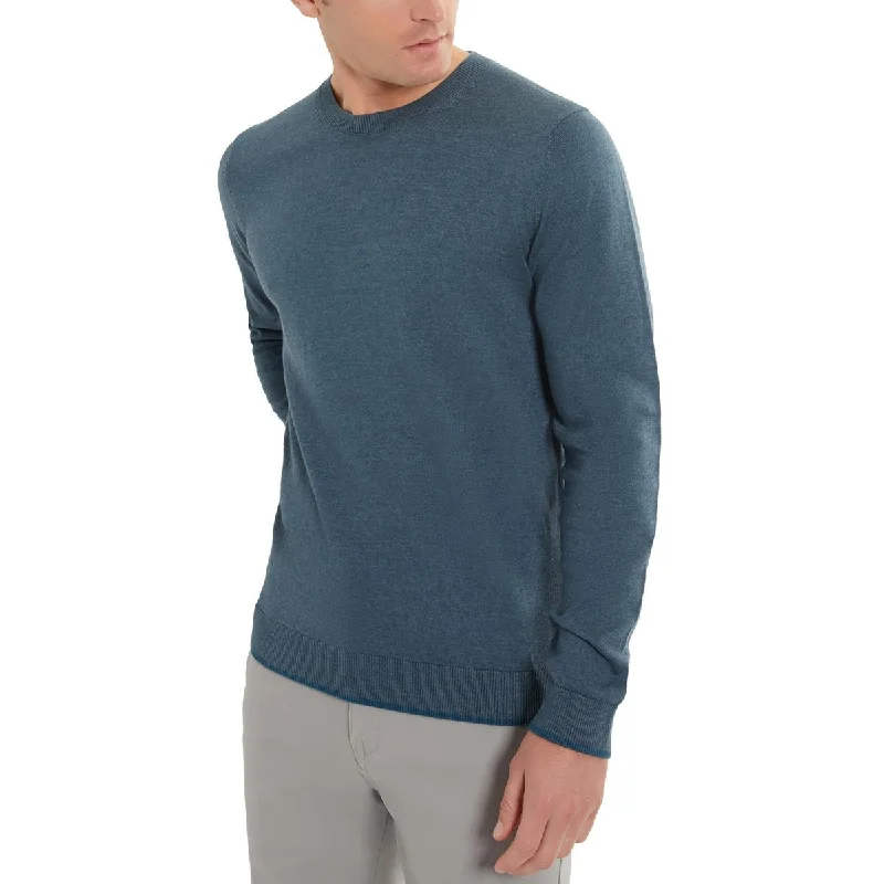 Relaxed Monochrome Kenneth Cole Mens Lightweight Cotton Crewneck Sweater