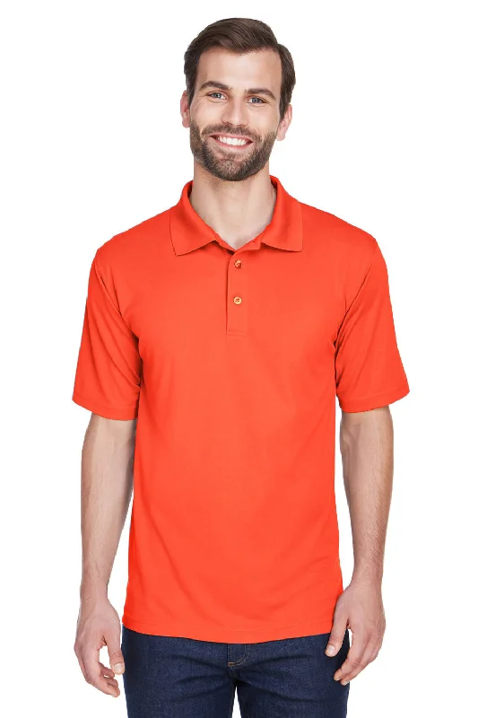 High-End Streetwear UltraClub Mens Cool & Dry Moisture Wicking Short Sleeve Polo Shirt - Orange