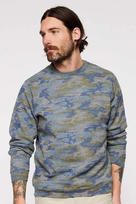 Contemporary Outfit LAT Mens Elevated Fleece Crewneck Sweatshirt - Vintage Camo